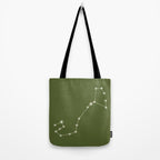 Scorpio Zodiac Star Constellation Line Art Olive Green Tote Bag Gallery Image 2