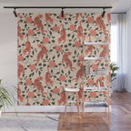 Chinese Tigers Retro Floral Pattern Wall Mural Gallery Image 1