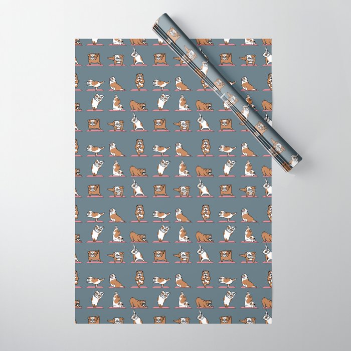 English Bulldog Yoga Wrapping Paper Gallery Image 1
