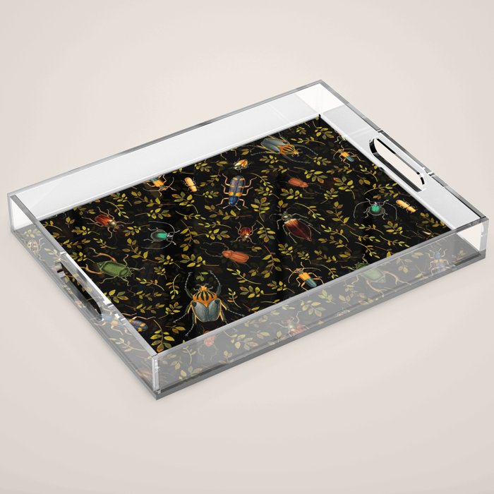 Vintage Mystic Night Beetle And Bugs Dance  Acrylic Tray Gallery Image 1