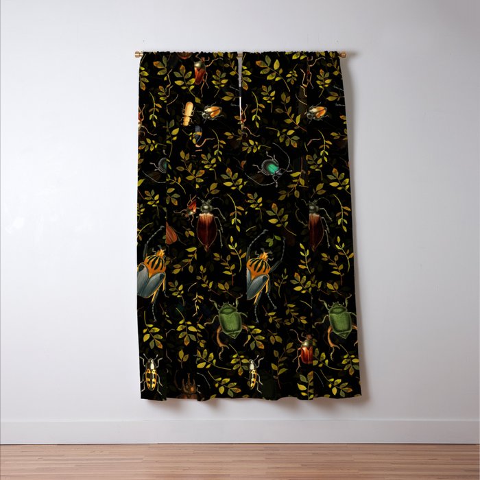 Vintage Mystic Night Beetle And Bugs Dance  Window Curtain Gallery Image 3