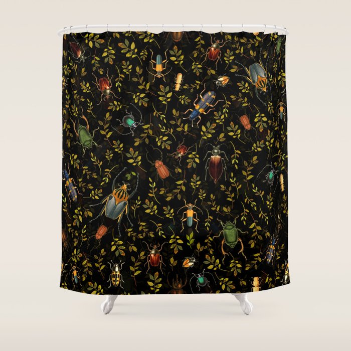 Vintage Mystic Night Beetle And Bugs Dance  Shower Curtain