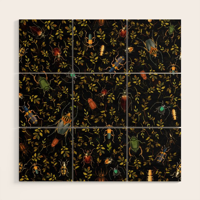 Vintage Mystic Night Beetle And Bugs Dance  Wood Wall Art Gallery Image 1