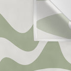 Retro Liquid Swirl Abstract Pattern Square Sage Green and Nearly White Wall Tapestry Gallery Image 3