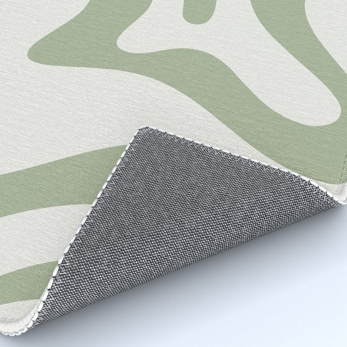 Retro Liquid Swirl Abstract Pattern Square Sage Green and Nearly White Rug Gallery Image 4