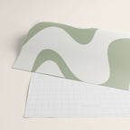 Retro Liquid Swirl Abstract Pattern Square Sage Green and Nearly White Wrapping Paper Gallery Image 2