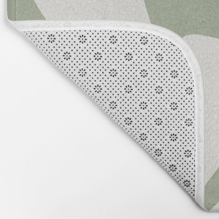 Retro Liquid Swirl Abstract Pattern Square Sage Green and Nearly White Bath Mat Gallery Image 2