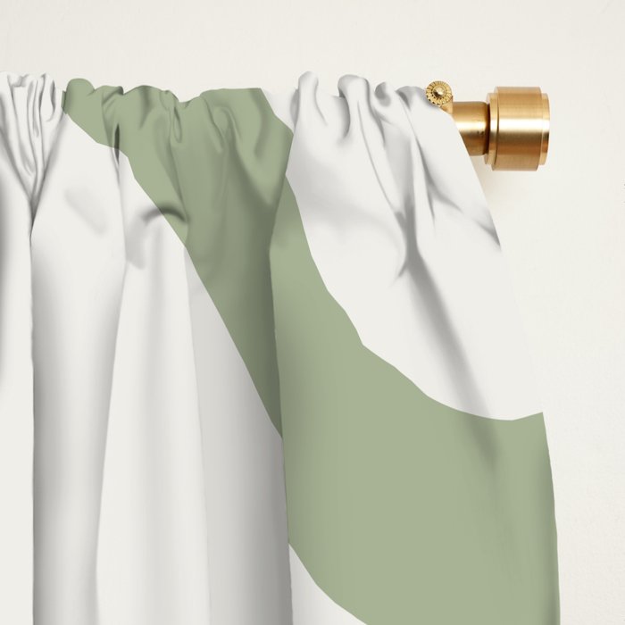 Retro Liquid Swirl Abstract Pattern Square Sage Green and Nearly White Window Curtain Gallery Image 2
