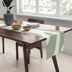 Retro Liquid Swirl Abstract Pattern Square Sage Green and Nearly White Table Runner Gallery Image 2