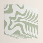 Retro Liquid Swirl Abstract Pattern Square Sage Green and Nearly White Wrapping Paper Gallery Image 3