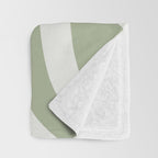 Retro Liquid Swirl Abstract Pattern Square Sage Green and Nearly White Throw Blanket Gallery Image 3