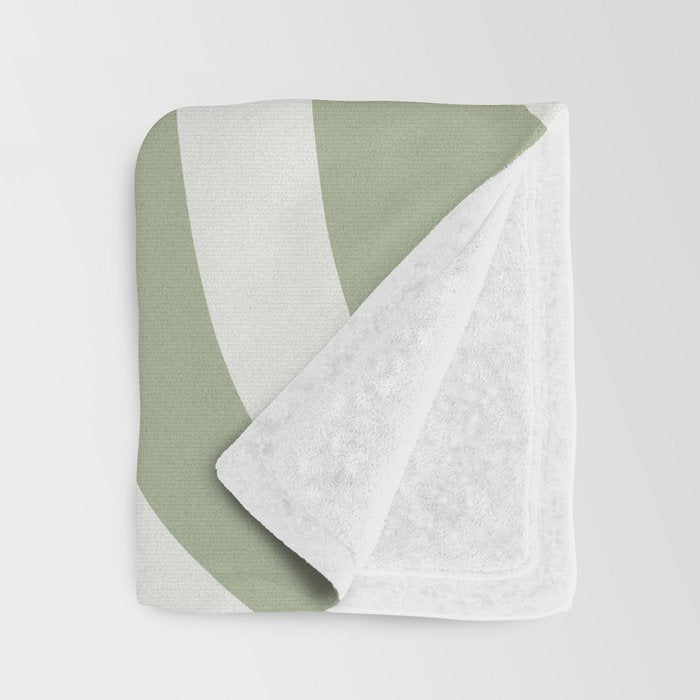 Retro Liquid Swirl Abstract Pattern Square Sage Green and Nearly White Throw Blanket Gallery Image 3