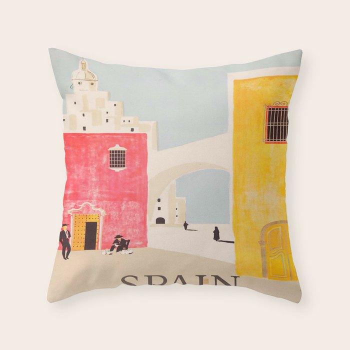 Spain Vintage Travel Poster Mid Century Minimalist Art Throw Pillow Gallery Image 6