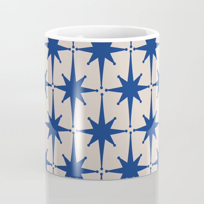  Mid-Century Modern Starburst Pattern 2 in Blue and Stone Coffee Mug Gallery Image 4