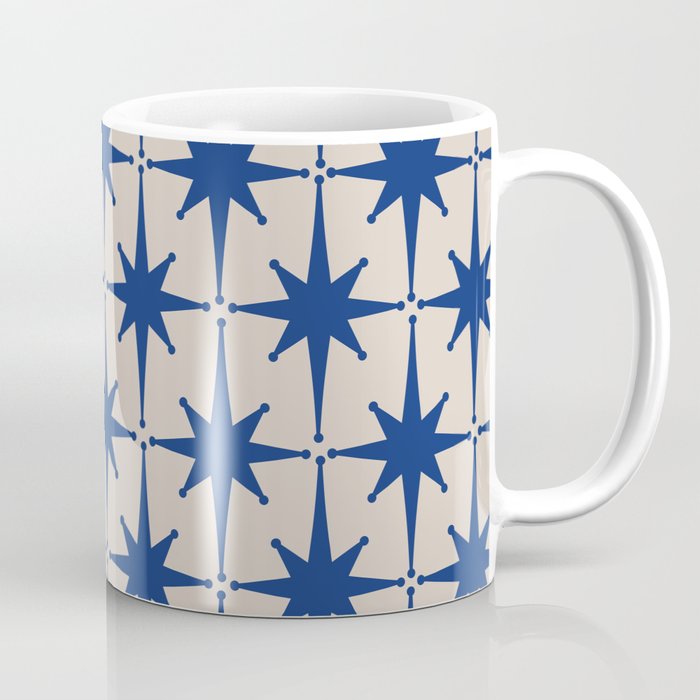  Mid-Century Modern Starburst Pattern 2 in Blue and Stone Coffee Mug Gallery Image 1