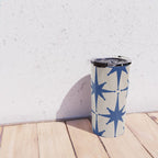  Mid-Century Modern Starburst Pattern 2 in Blue and Stone Travel Mug Gallery Image 4
