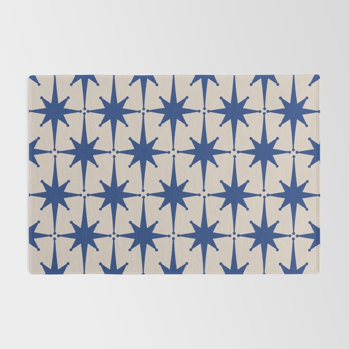  Mid-Century Modern Starburst Pattern 2 in Blue and Stone Rug Gallery Image 2