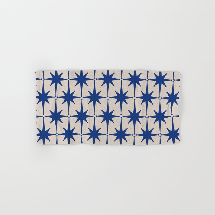  Mid-Century Modern Starburst Pattern 2 in Blue and Stone Bath Towel Gallery Image 1