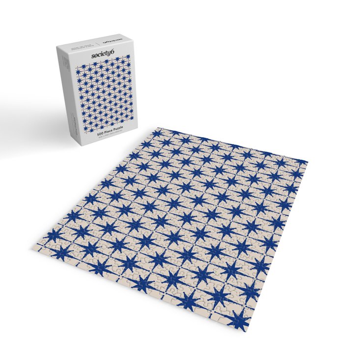  Mid-Century Modern Starburst Pattern 2 in Blue and Stone Jigsaw Puzzle Gallery Image 2