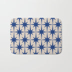  Mid-Century Modern Starburst Pattern 2 in Blue and Stone Bath Mat Gallery Image 1