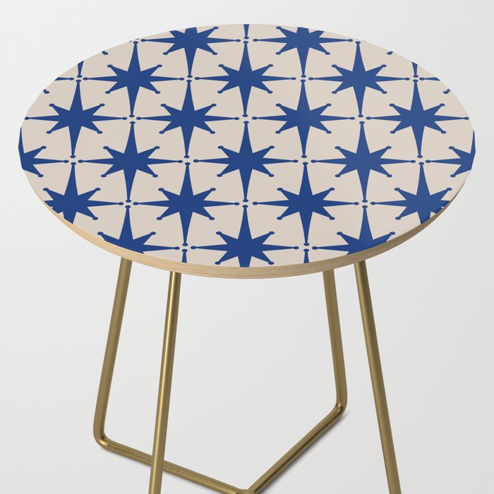  Mid-Century Modern Starburst Pattern 2 in Blue and Stone Side Table Gallery Image 2
