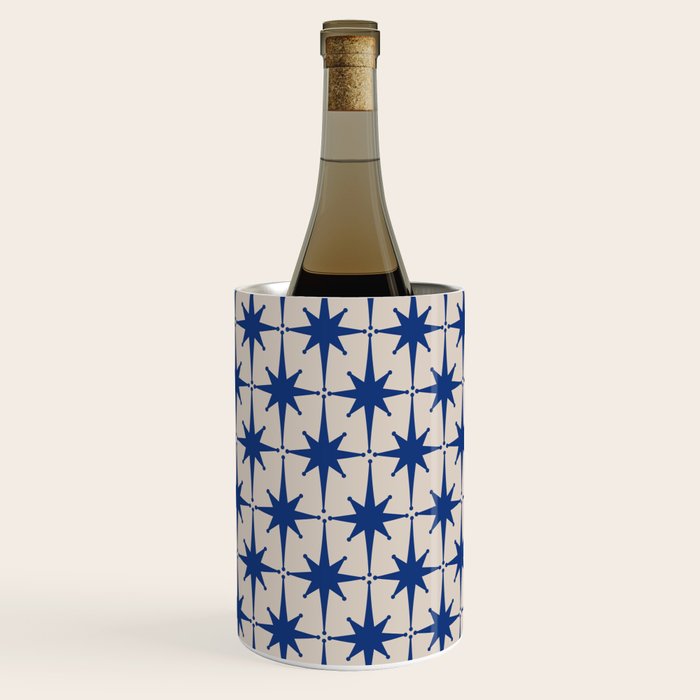  Mid-Century Modern Starburst Pattern 2 in Blue and Stone Wine Chiller Gallery Image 2