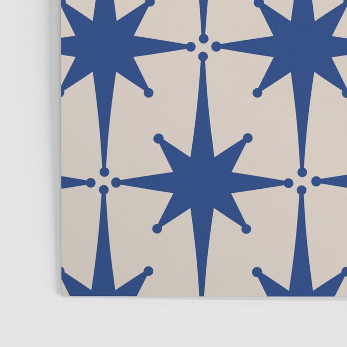  Mid-Century Modern Starburst Pattern 2 in Blue and Stone Poster Gallery Image 3