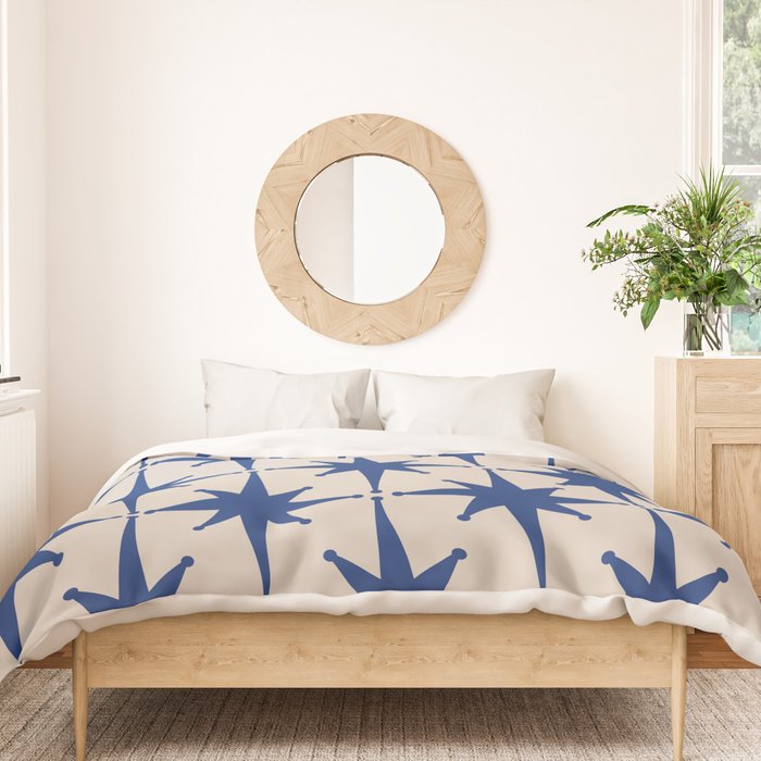  Mid-Century Modern Starburst Pattern 2 in Blue and Stone Duvet Cover Gallery Image 3
