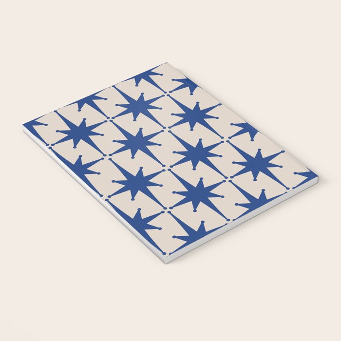  Mid-Century Modern Starburst Pattern 2 in Blue and Stone Notebook Gallery Image 3