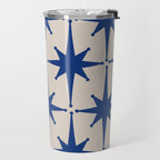  Mid-Century Modern Starburst Pattern 2 in Blue and Stone Travel Mug Gallery Image 2