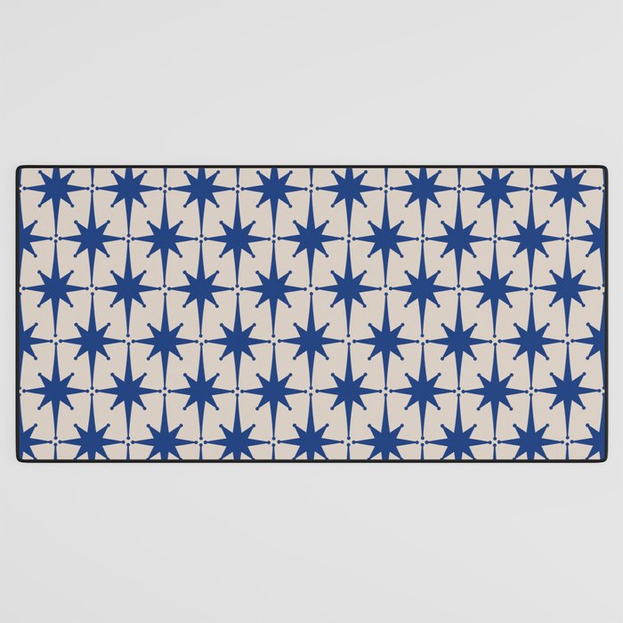  Mid-Century Modern Starburst Pattern 2 in Blue and Stone Desk Mat Gallery Image 3
