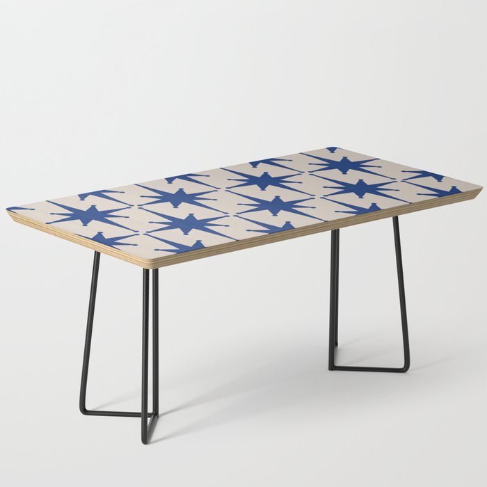  Mid-Century Modern Starburst Pattern 2 in Blue and Stone Coffee Table Gallery Image 1