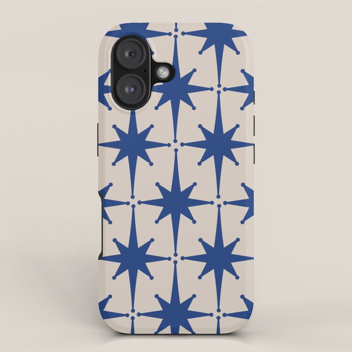  Mid-Century Modern Starburst Pattern 2 in Blue and Stone iPhone Case Gallery Image 1