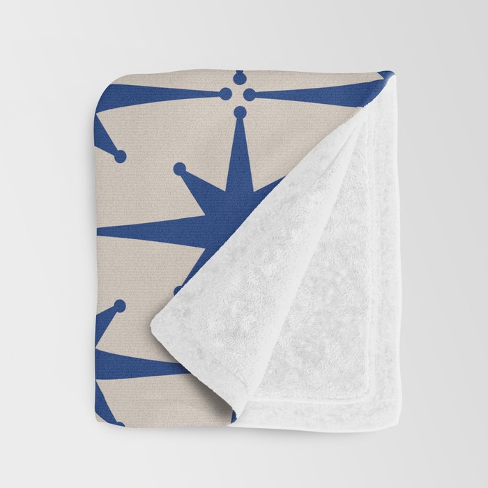  Mid-Century Modern Starburst Pattern 2 in Blue and Stone Throw Blanket Gallery Image 3