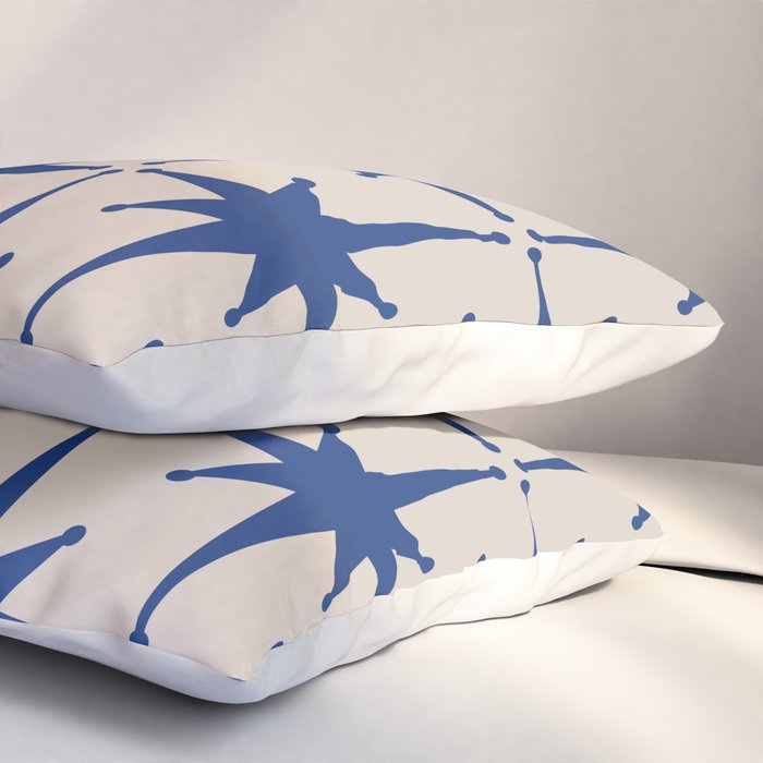  Mid-Century Modern Starburst Pattern 2 in Blue and Stone Pillow Sham Gallery Image 3
