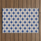  Mid-Century Modern Starburst Pattern 2 in Blue and Stone Outdoor Rug Gallery Image 1