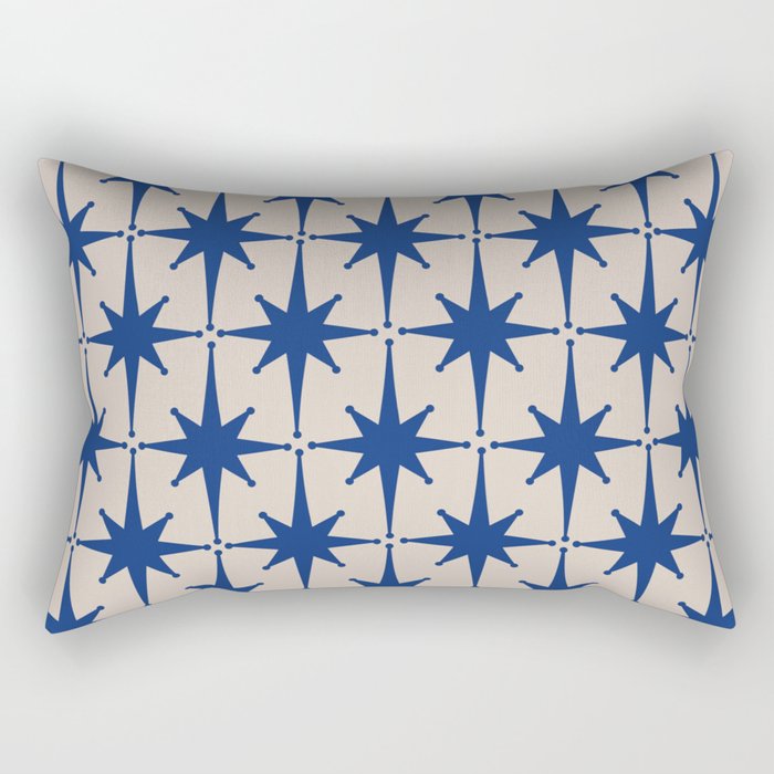 Mid-Century Modern Starburst Pattern 2 in Blue and Stone Rectangular Pillow Gallery Image 2