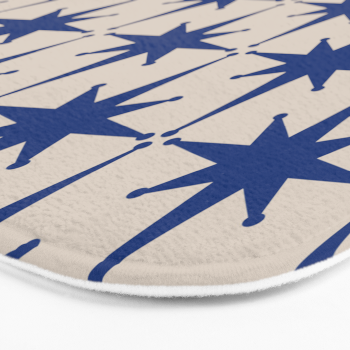  Mid-Century Modern Starburst Pattern 2 in Blue and Stone Bath Mat Gallery Image 3