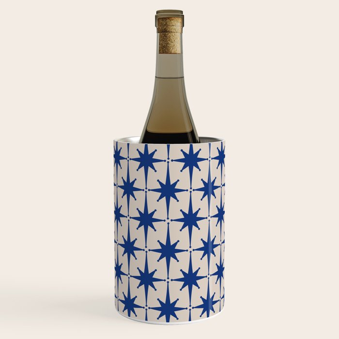  Mid-Century Modern Starburst Pattern 2 in Blue and Stone Wine Chiller Gallery Image 1