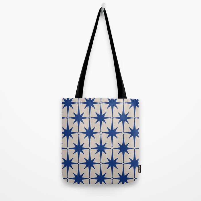  Mid-Century Modern Starburst Pattern 2 in Blue and Stone Tote Bag Gallery Image 2