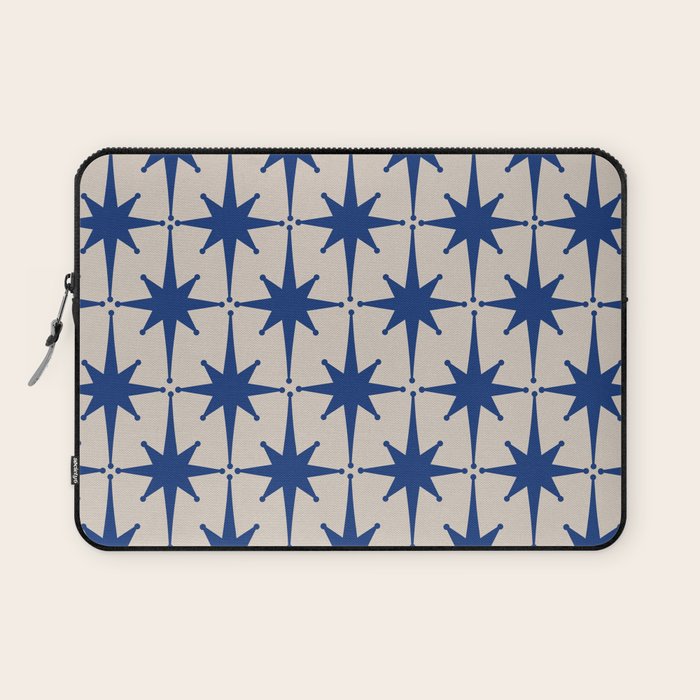  Mid-Century Modern Starburst Pattern 2 in Blue and Stone Laptop Sleeve Gallery Image 1
