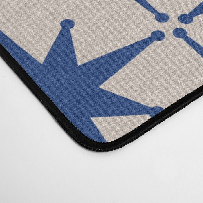  Mid-Century Modern Starburst Pattern 2 in Blue and Stone Desk Mat Gallery Image 4
