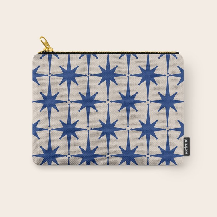  Mid-Century Modern Starburst Pattern 2 in Blue and Stone Carry All Pouch Gallery Image 1