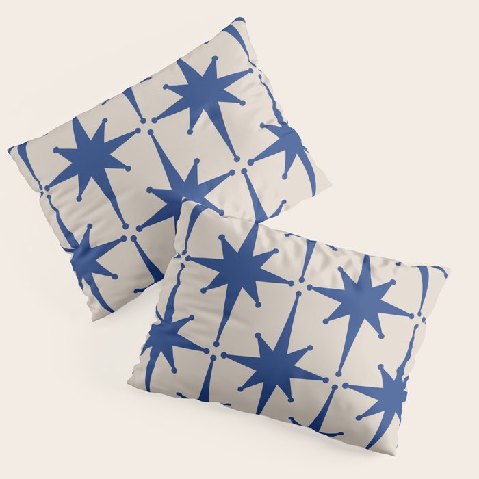  Mid-Century Modern Starburst Pattern 2 in Blue and Stone Pillow Sham Gallery Image 3