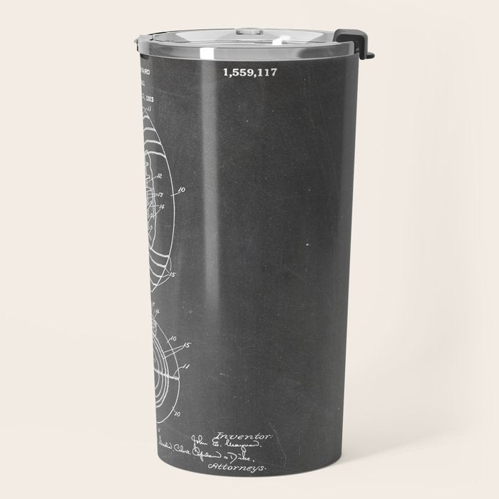 American Football Patent - Football Art - Black Chalkboard Travel Mug Gallery Image 2