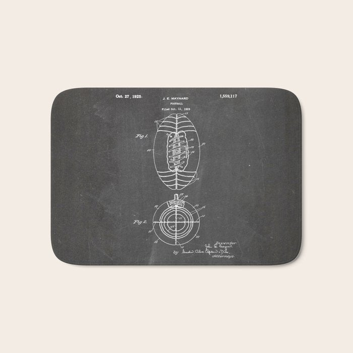 American Football Patent - Football Art - Black Chalkboard Bath Mat Gallery Image 1