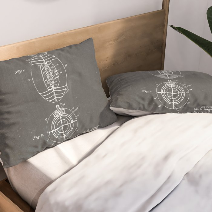 American Football Patent - Football Art - Black Chalkboard Pillow Sham Gallery Image 2