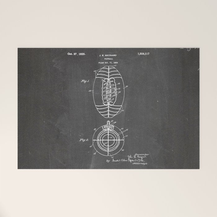 American Football Patent - Football Art - Black Chalkboard Welcome Mat Gallery Image 1