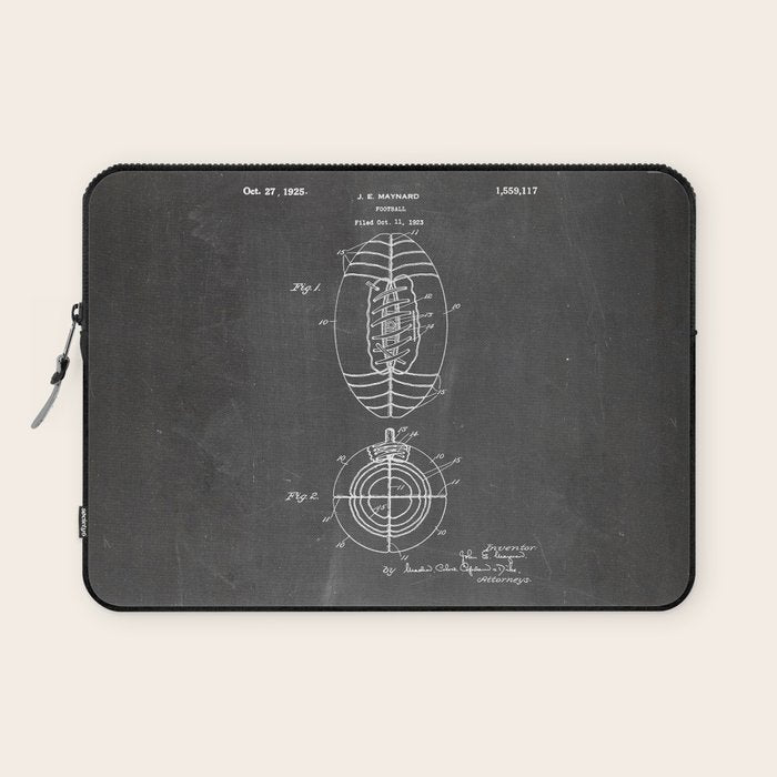 American Football Patent - Football Art - Black Chalkboard Laptop Sleeve Gallery Image 1