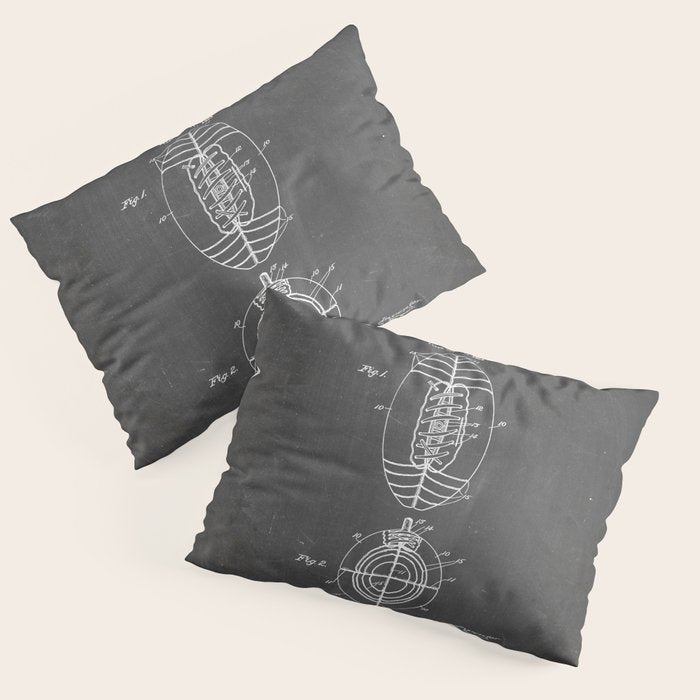 American Football Patent - Football Art - Black Chalkboard Pillow Sham Gallery Image 3